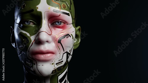 Science fiction android face portrait
