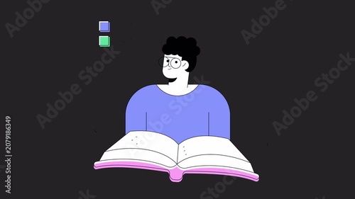 Student Studying  Animation Alpha Channel