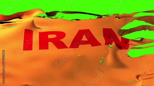 Torn Iran flag on green screen
