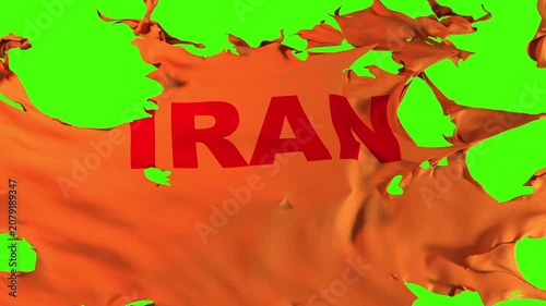 Torn Iran text banner on chroma key