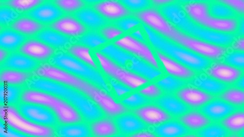 Distorted purple and pink blobs flowing on green background