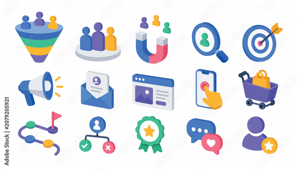 Fototapeta premium Marketing icons for business strategy.