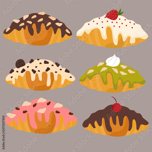 Set of croissant pastry illustration