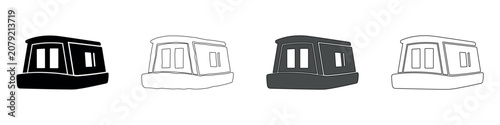Foto Set of four stylized canal boat icons in different graphic styles