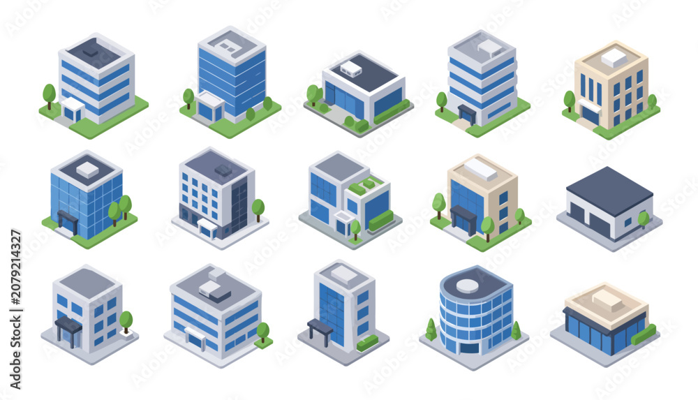 Fototapeta premium Collection of modern office buildings.