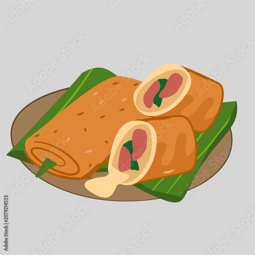 Stuffed Chicken Wrap with Fresh Vegetables Illustration
