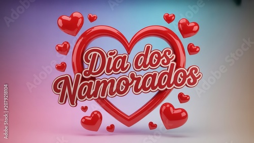 Dia dos Namorados Portuguese Valentine celebration graphic with red hearts central design and colorful gradient romantic background