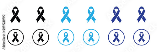 Awareness Ribbon Icon Set Collection. Featuring Cancer Awareness, Health Campaign, Medical Support, Charity, Memorial and Hope Symbols in Flat Duotone Vector Style