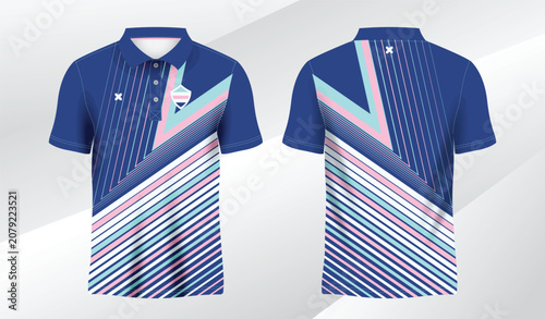 blue mix colorful polo sport shirt sublimation jersey template