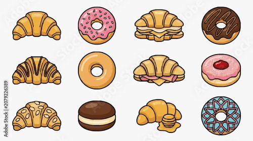 Foto Diverse Pastries and Donuts Collection.