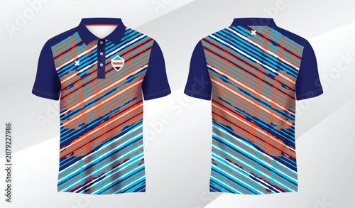 blue mix colorful polo sport shirt sublimation jersey template
