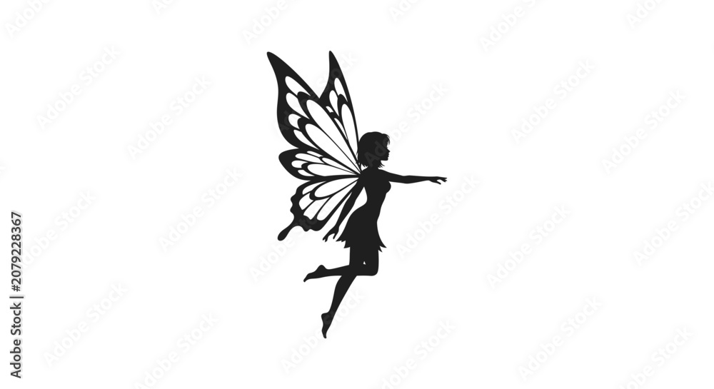 Fototapeta premium Fairy with butterfly wings flying
