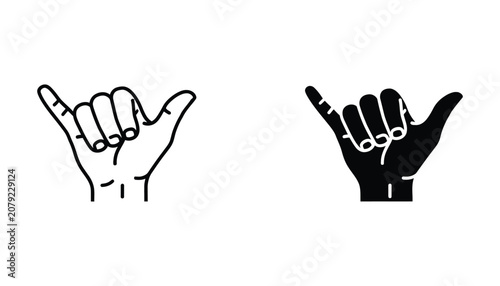 Hawaiian shaka hand sign icon pair