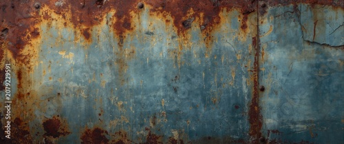 Textured rust and blue metal surface background