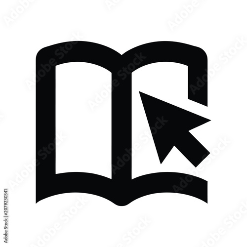 Open book with red bookmark arrow pointing to page flat design minimalist illustration