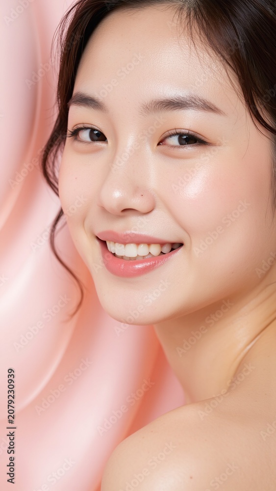 Obraz premium Radiant Japanese Beauty Model Smile Close-Up