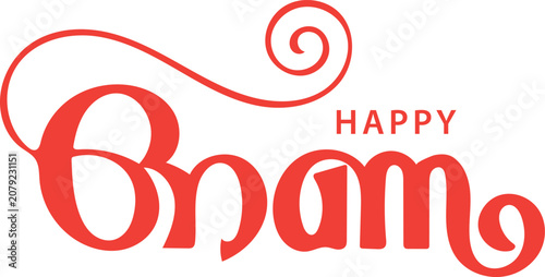 Foto Happy onam wishes Text, calligraphy, typography, illustration vector 3