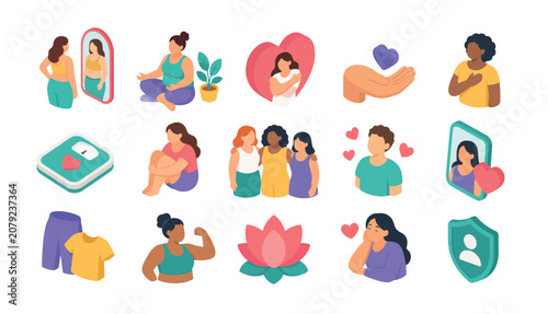 Woman Health and Wellness Icons.