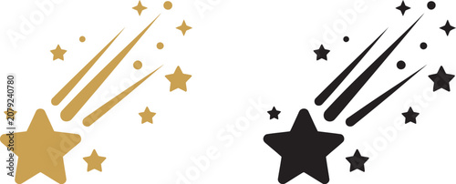 Konstfotografi Shooting stars isolated vector collection with bright meteor trails, twinkling stars and astronomical details for galaxy themes, educational materials, fantasy artwork and space-inspired designs