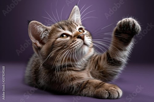 cat waving one paw, AI generated video