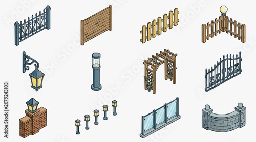 Gated Enclosure Design Elements Collection.