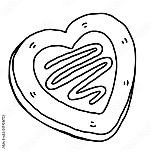 Heart Shaped Matcha Cookie Coloring Page Illustration