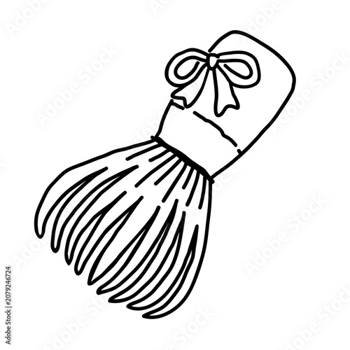 Matcha whisk with Pink Bow Coloring Page Illustration