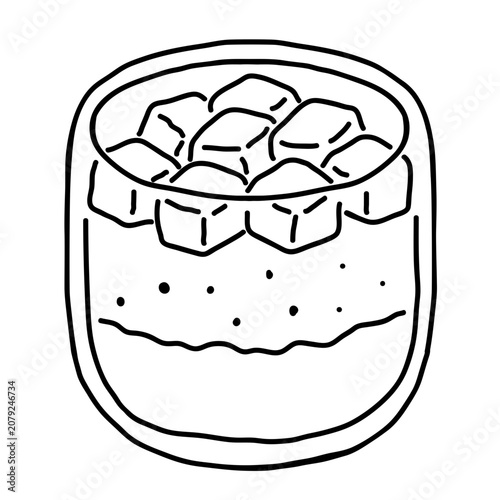 Matcha Mango Dessert Coloring Page Illustration