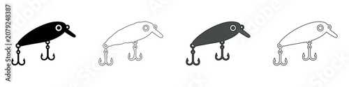 Fotografie Diverse fishing lure designs in four distinct styles