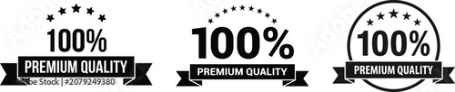 100% Premium quality ribbon badge vector set.