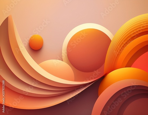 abstract warm toned gradient circles with soft shadows