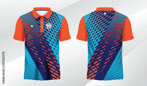 blue mix colorful polo sport shirt sublimation jersey template