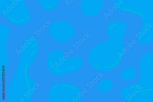 An abstract vector background depicting a stylized water surface or underwater view. The design features soft, organic blue liquid blobs and fluid shapes that resemble water ripples, ocean currents, 