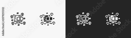 Obraz na plátně Set of interact icon in black and white collection