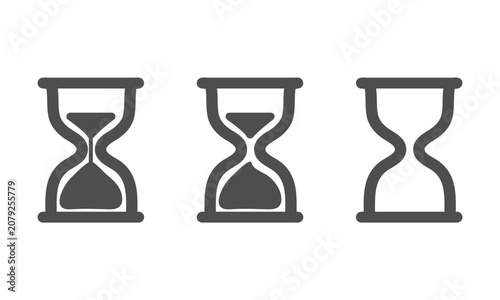 Vintage sand watch icon set. Hourglass symbol. Flat vector illustration. Timer or clock flat icon for apps and websites