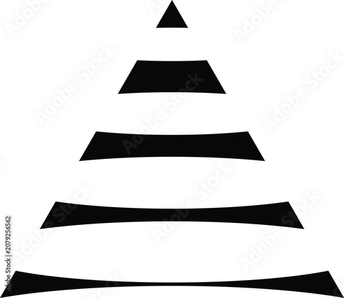 Abstract minimalist horizontal striped triangle silhouette geometric shape