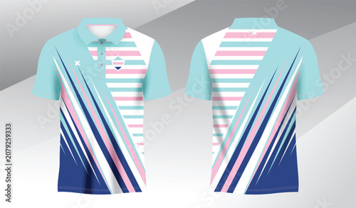 blue mix colorful polo sport shirt sublimation jersey template