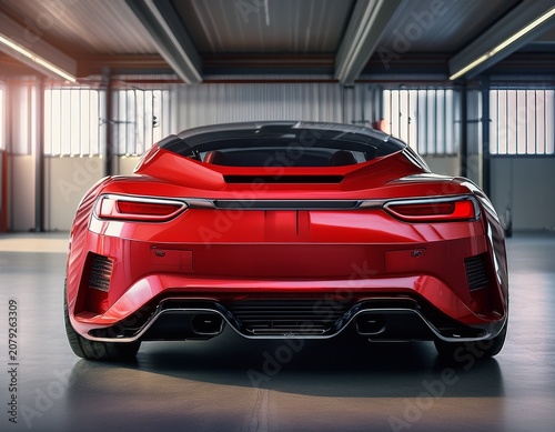 red audi sports car parked in luxury garage