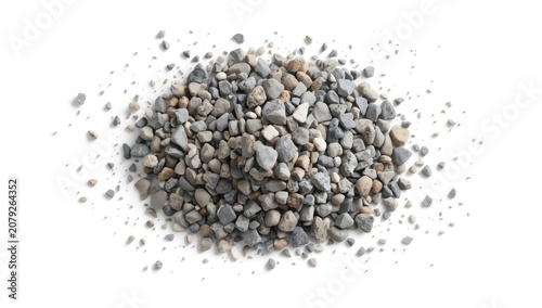 Pile of small gray and brown gravel stones