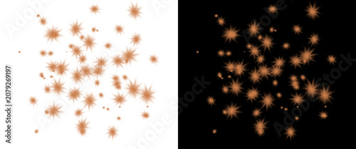 Photos Golden starburst light effects on black and white backgrounds, glowing sparkle p