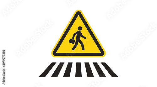 Pedestrian crossing warning sign with person icon