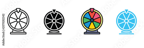 Quadro su tela Wheel of fortune icon set, casino gambling game symbol, lucky prize spin activit