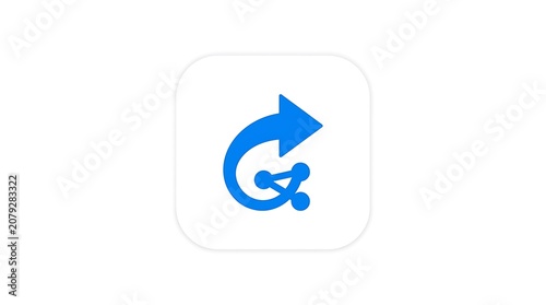 Blue Recycling Symbol with Arrow.