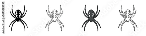Bild auf Leinwand Set of four spider icons in different styles and colors for design