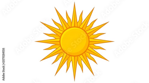 Vibrant Yellow Sun Icon Isolated White.