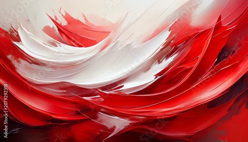 Expressive Red And White Paint Brush Strokes Abstract Background