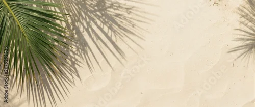 Panel kuchenny z motywem Palm leaf shadows on sandy beach background
