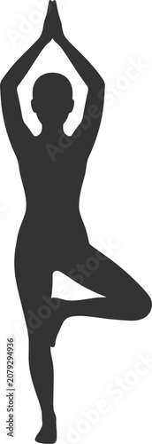 Person in yoga pose silhouette standing on one leg
