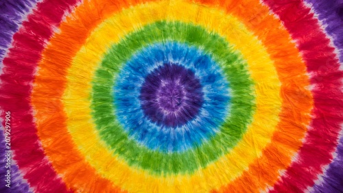 Vibrant Rainbow Tie Dye Swirl Pattern with Psychedelic Colorful Concentric Circles Texture