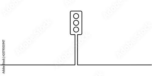 Fényképezés traffic light pole  continuous one line drawing, Continuous one line drawing of traffic lights with poles to regulate vehicle travel at road intersections